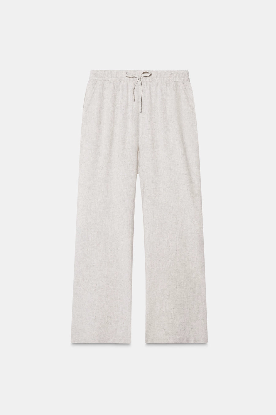 Beige Linen Drawstring Pants