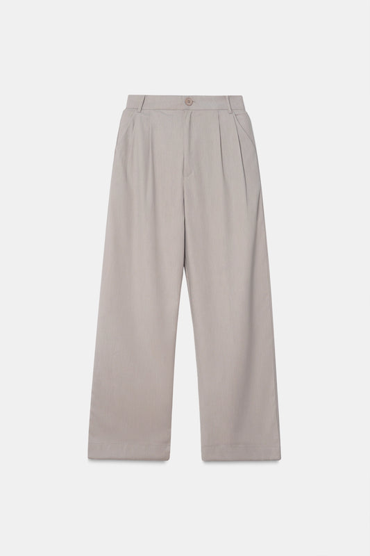 Beige Pleated Trouser