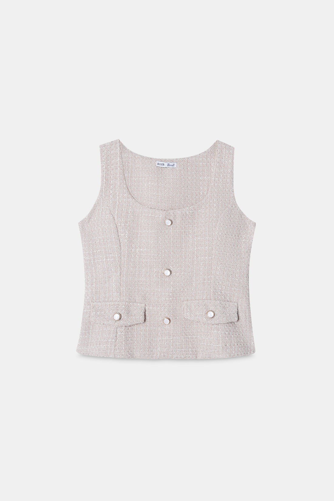 Beige Tweed Waistcoat Top