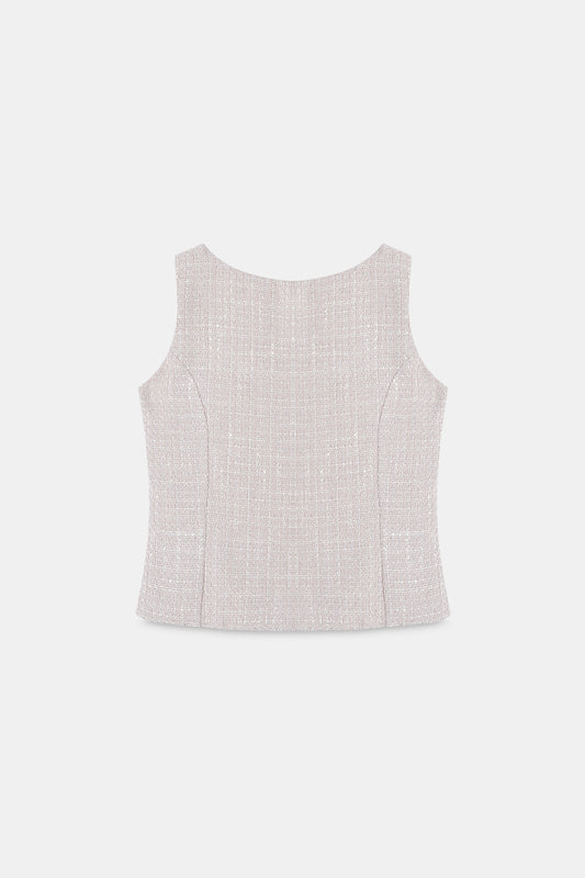 Beige Tweed Waistcoat Top