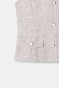 Beige Tweed Waistcoat Top
