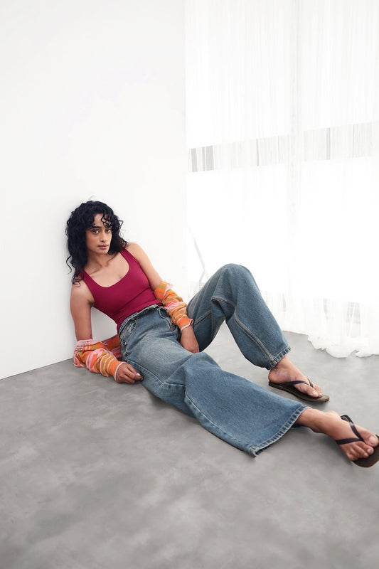 Berry Pink Polyamide Tank Top