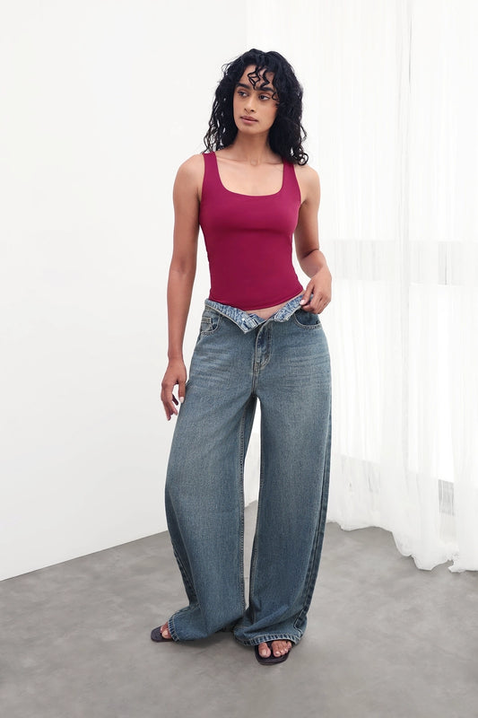 Berry Pink Polyamide Tank Top