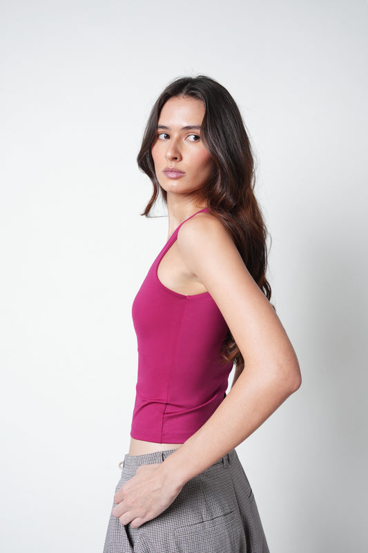 Berry Pink Polyamide Tank Top