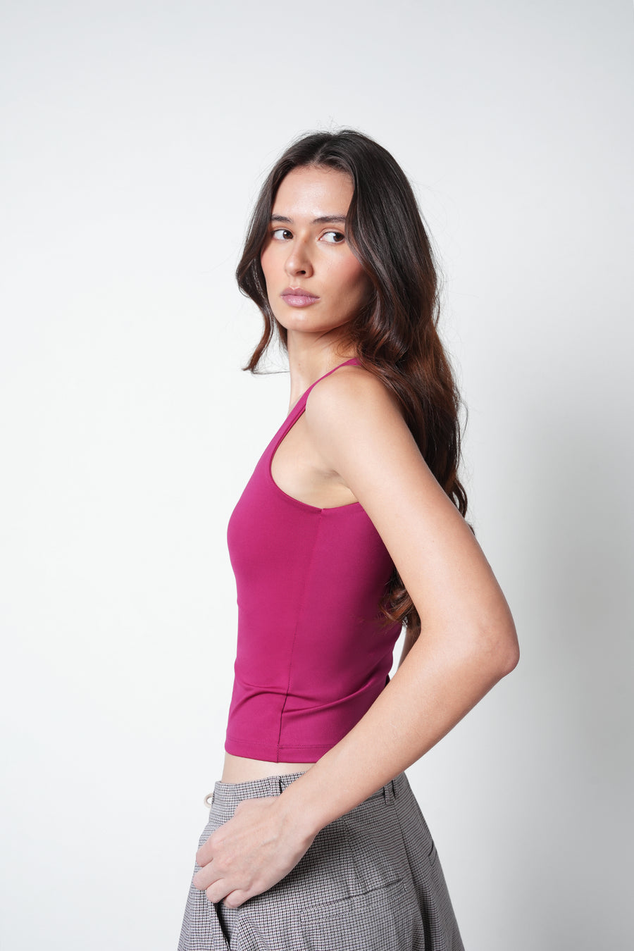 Berry Pink Polyamide Tank Top