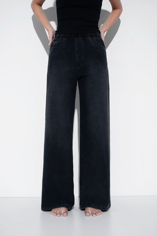 Black Denim Sweatpants