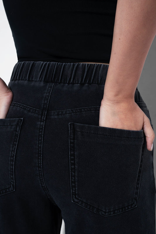 Black Denim Sweatpants