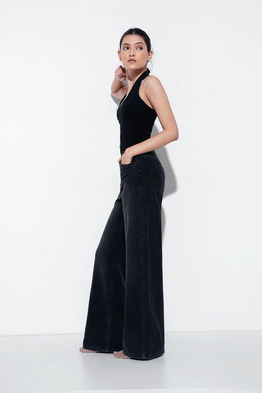 Black Denim Sweatpants