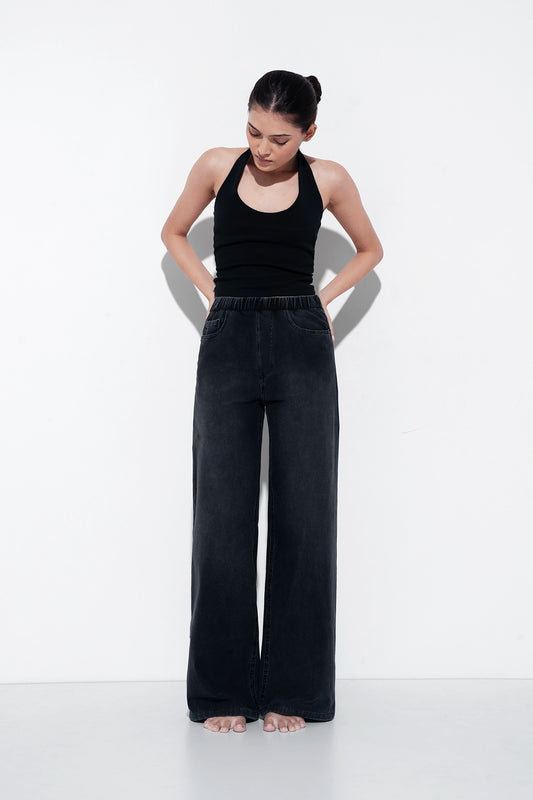 Black Denim Sweatpants