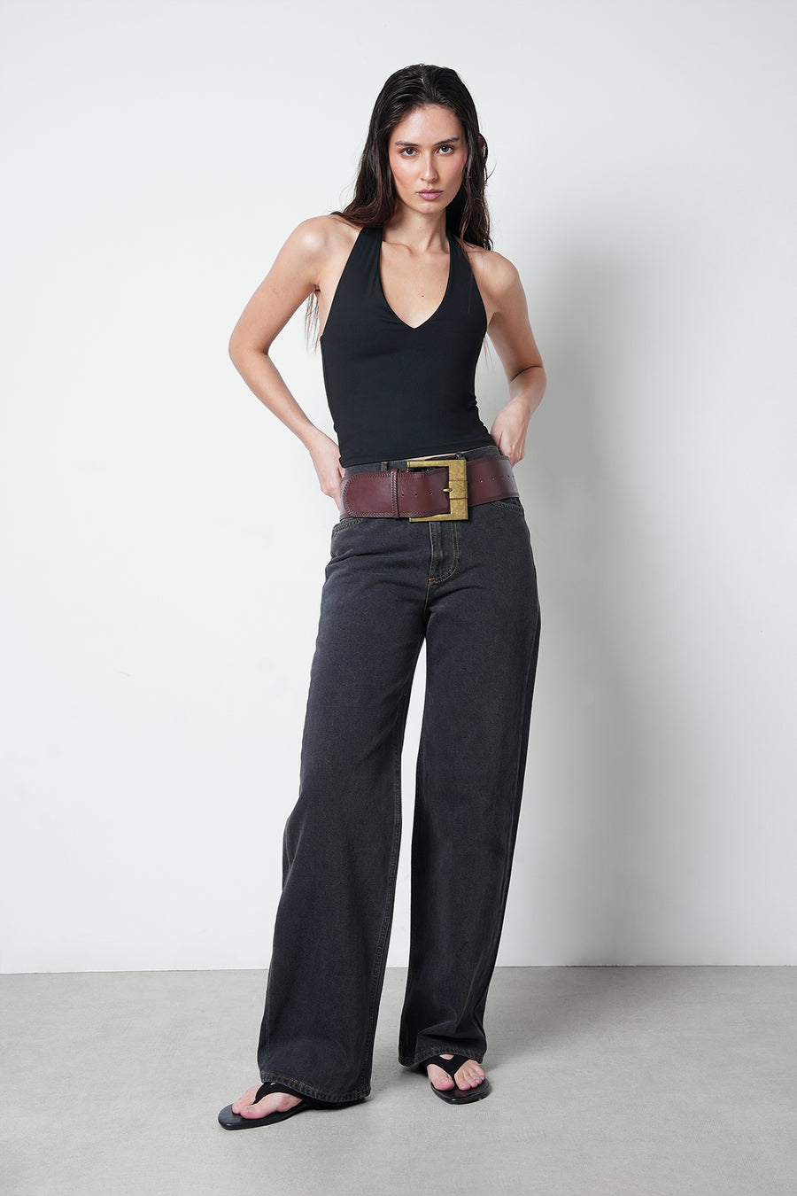 Black Halter-Neck Polyamide Top