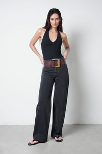 Black Halter-Neck Polyamide Top