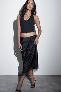 Black Halter-Neck Polyamide Top