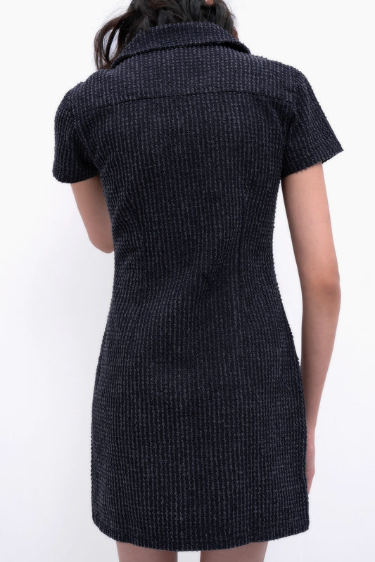 Black Handwork Denim Dress