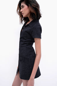 Black Handwork Denim Dress