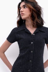 Black Handwork Denim Dress