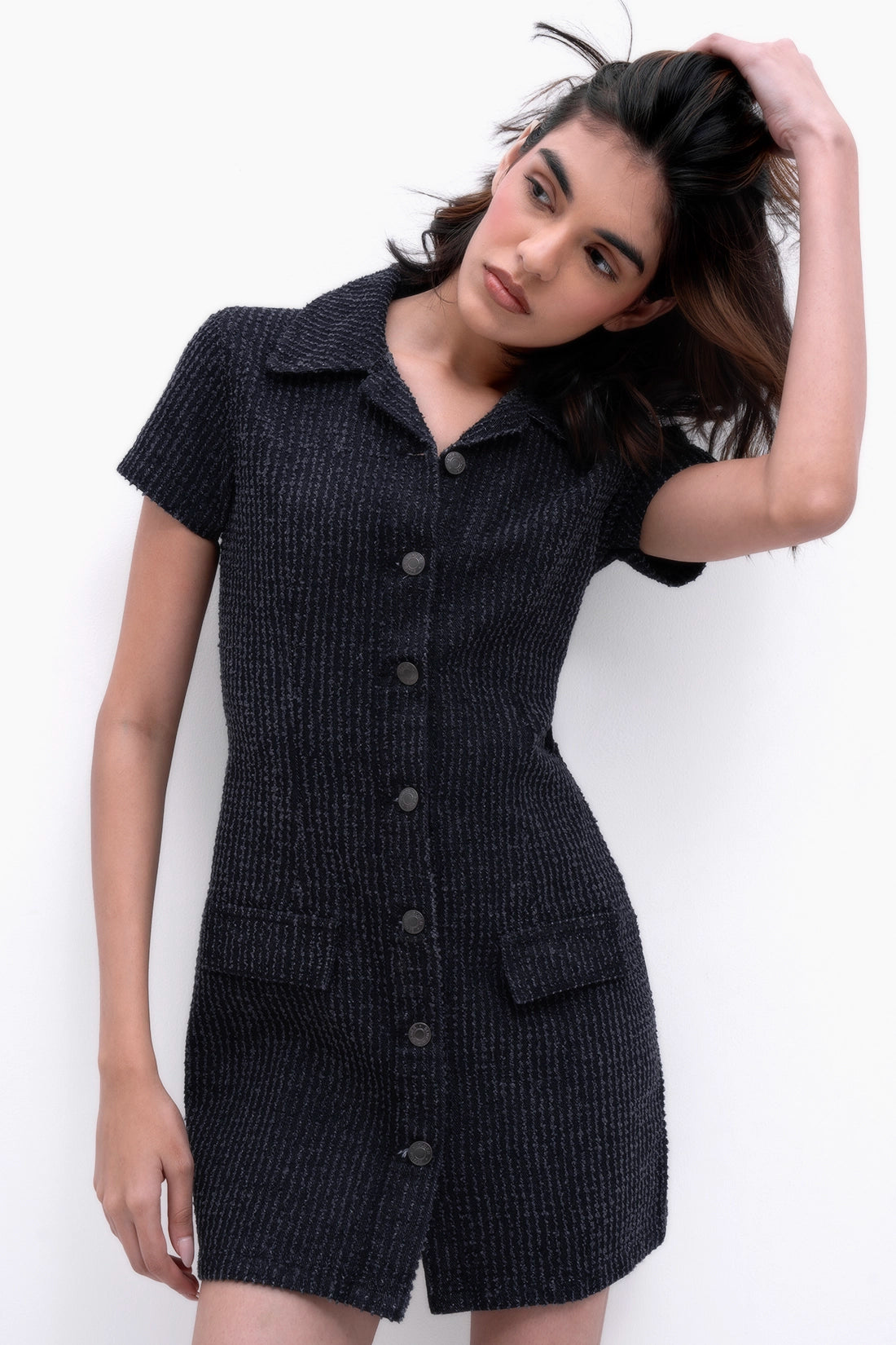 Black Handwork Denim Dress