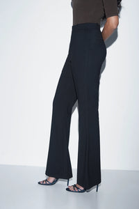 Black High-Rise Flared Trousers