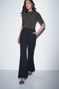 Black High-Rise Flared Trousers