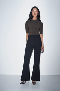 Black High-Rise Flared Trousers