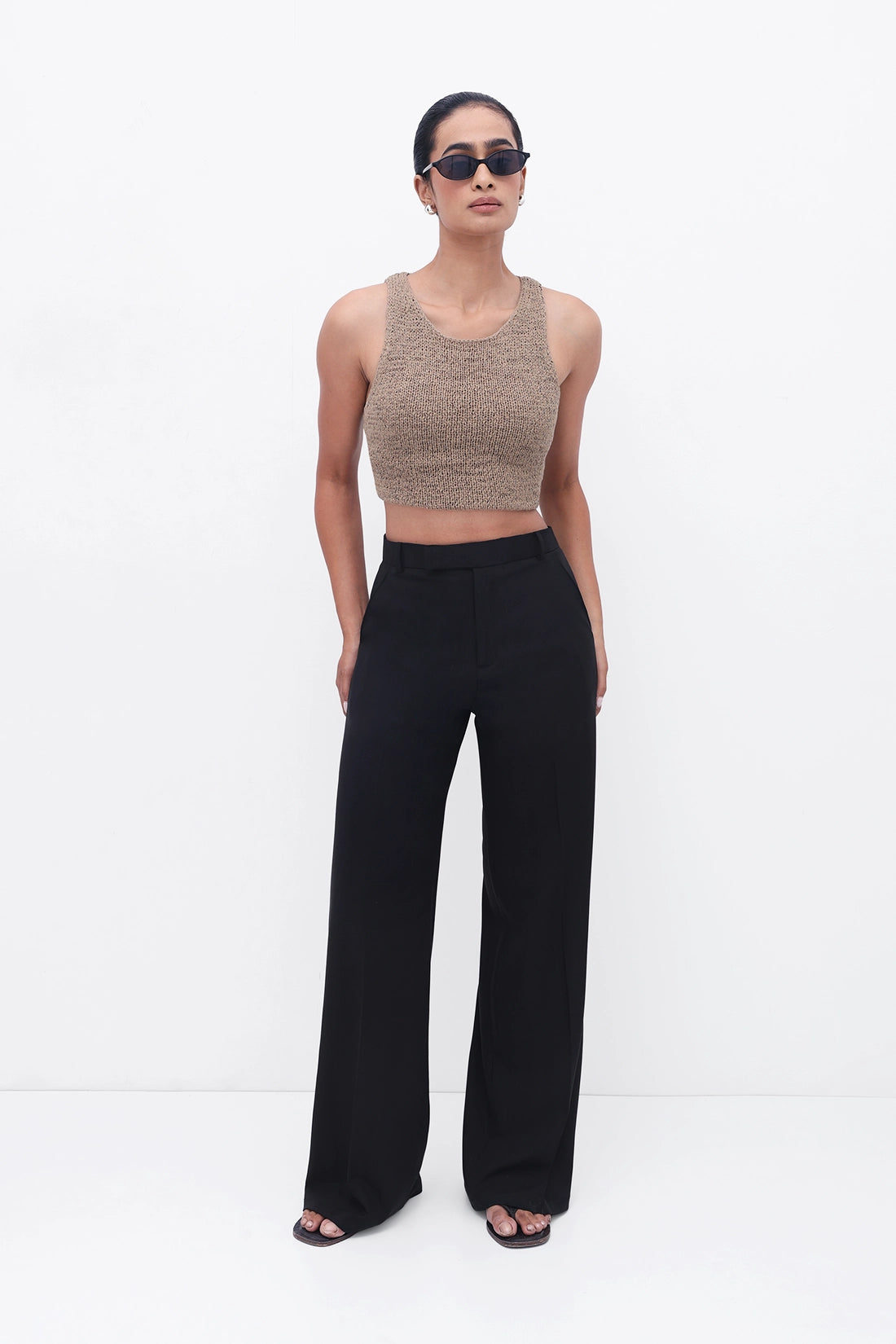 Black High-Rise Tailored Trouser