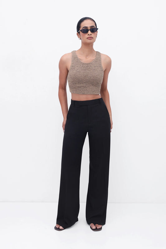 Black High-Rise Tailored Trouser