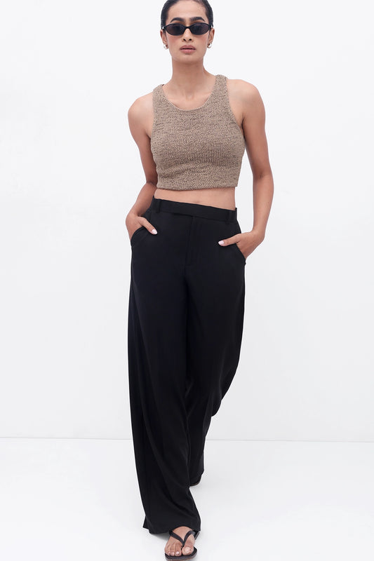 Black High-Rise Tailored Trouser