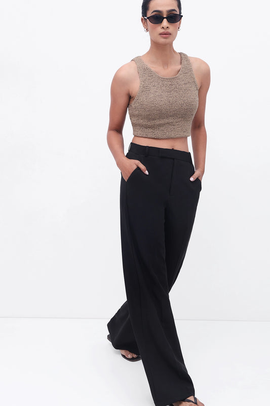 Black High-Rise Tailored Trouser