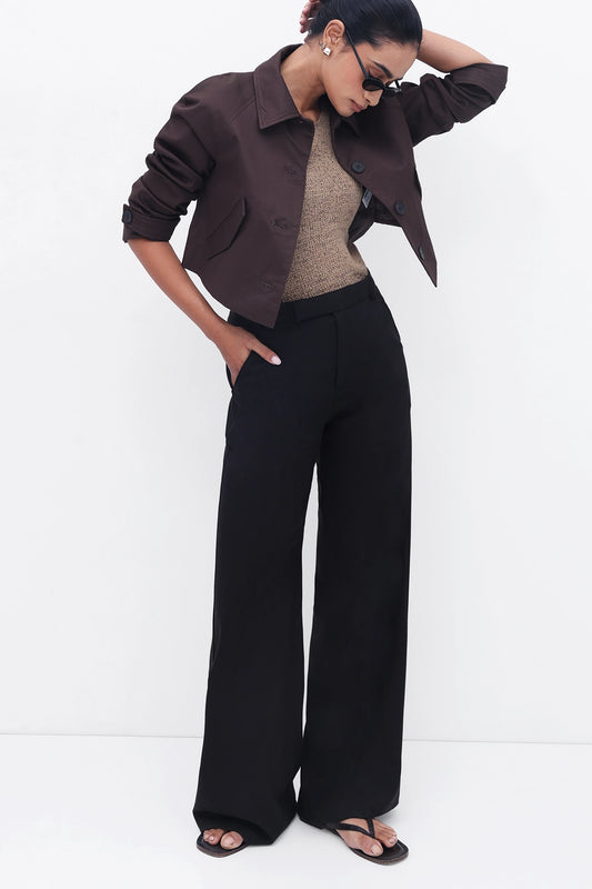 Black High-Rise Tailored Trouser