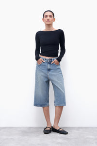 Black Long-Sleeve Polyamide Top