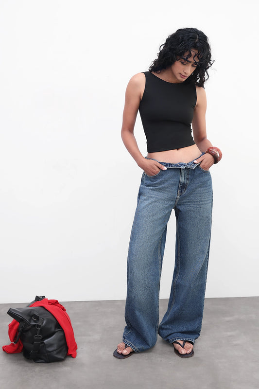 Black Open-Back Polyamide Top