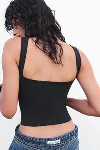 Black Open-Back Polyamide Top