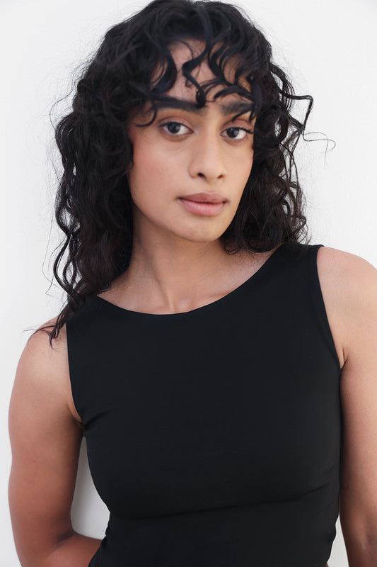 Black Open-Back Polyamide Top