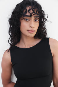 Black Open-Back Polyamide Top