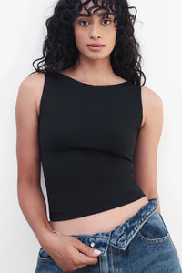 Black Open-Back Polyamide Top