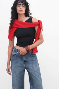 Black Open-Back Polyamide Top