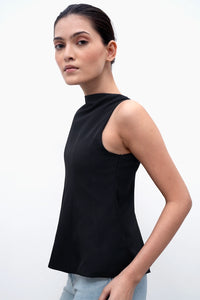 Black Panelled Peplum Top