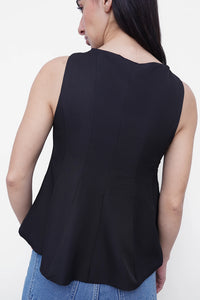 Black Panelled Peplum Top