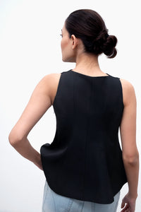 Black Panelled Peplum Top