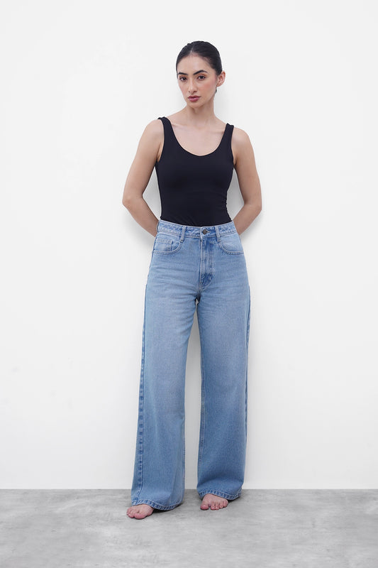 Black Deep-Back Polyamide Bodysuit