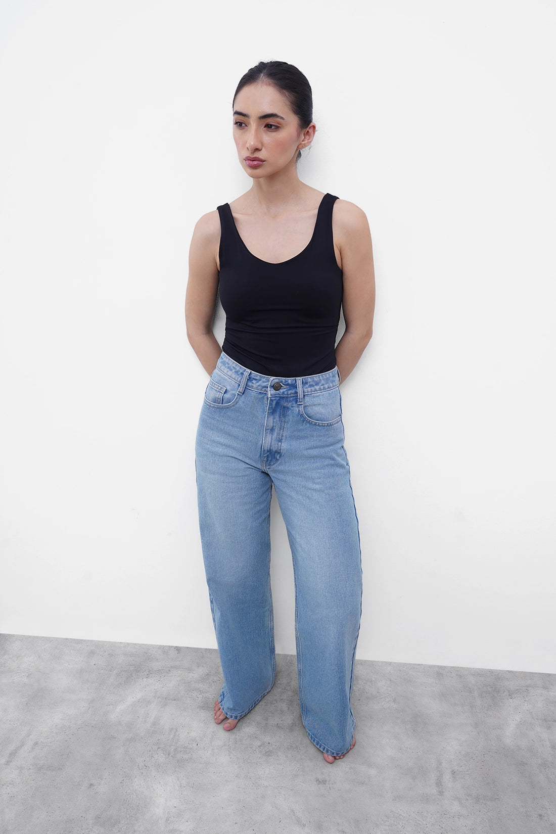 Black Deep-Back Polyamide Bodysuit