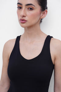 Black Deep-Back Polyamide Bodysuit