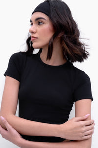 Black Polyamide Fitted T-Shirt