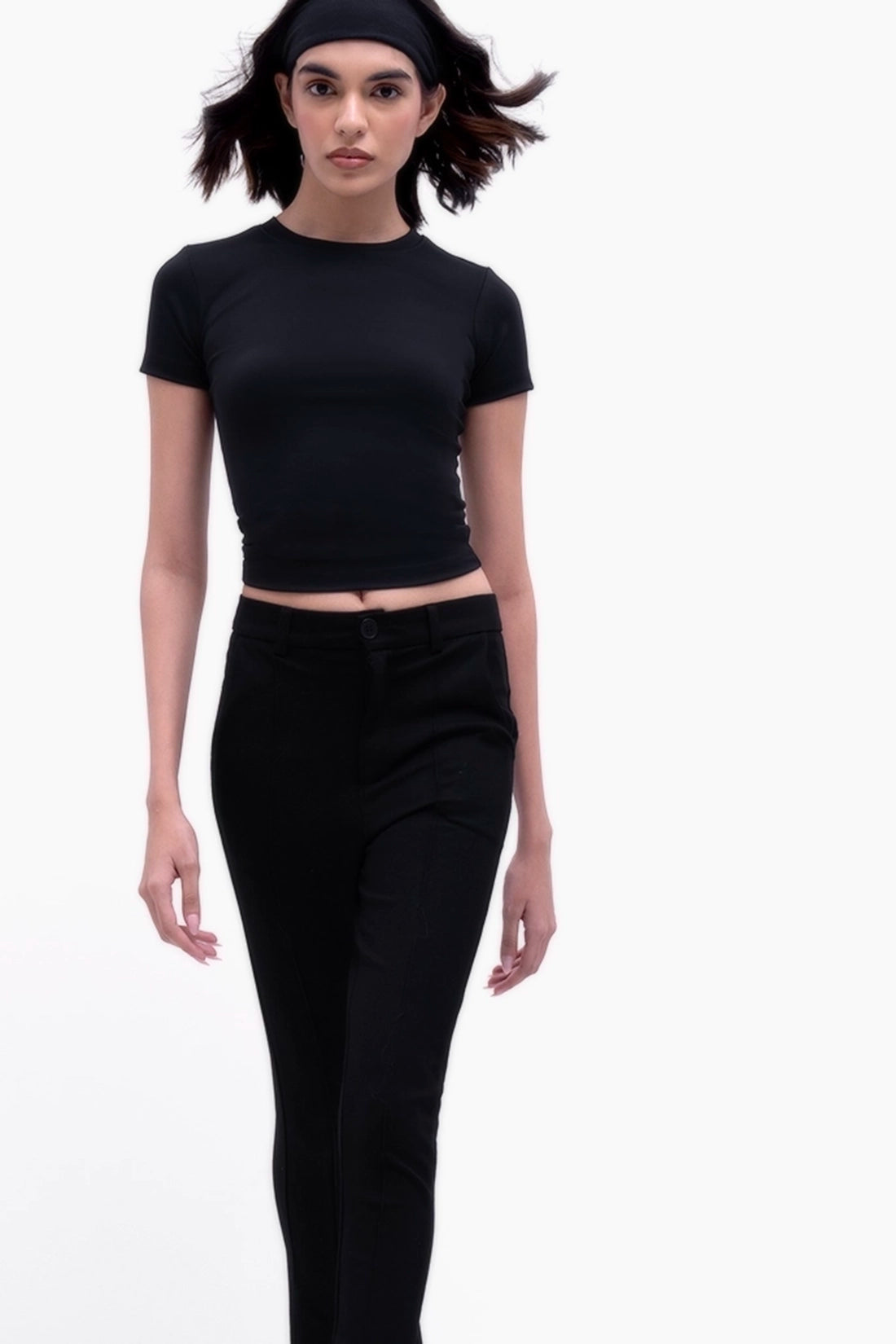 Black Polyamide Fitted T-Shirt