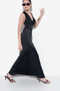 Black Satin Long Dress