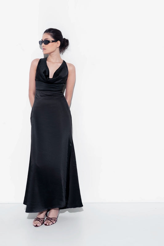 Black Satin Long Dress
