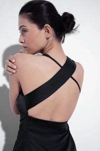 Black Satin Long Dress