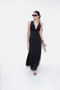 Black Satin Long Dress