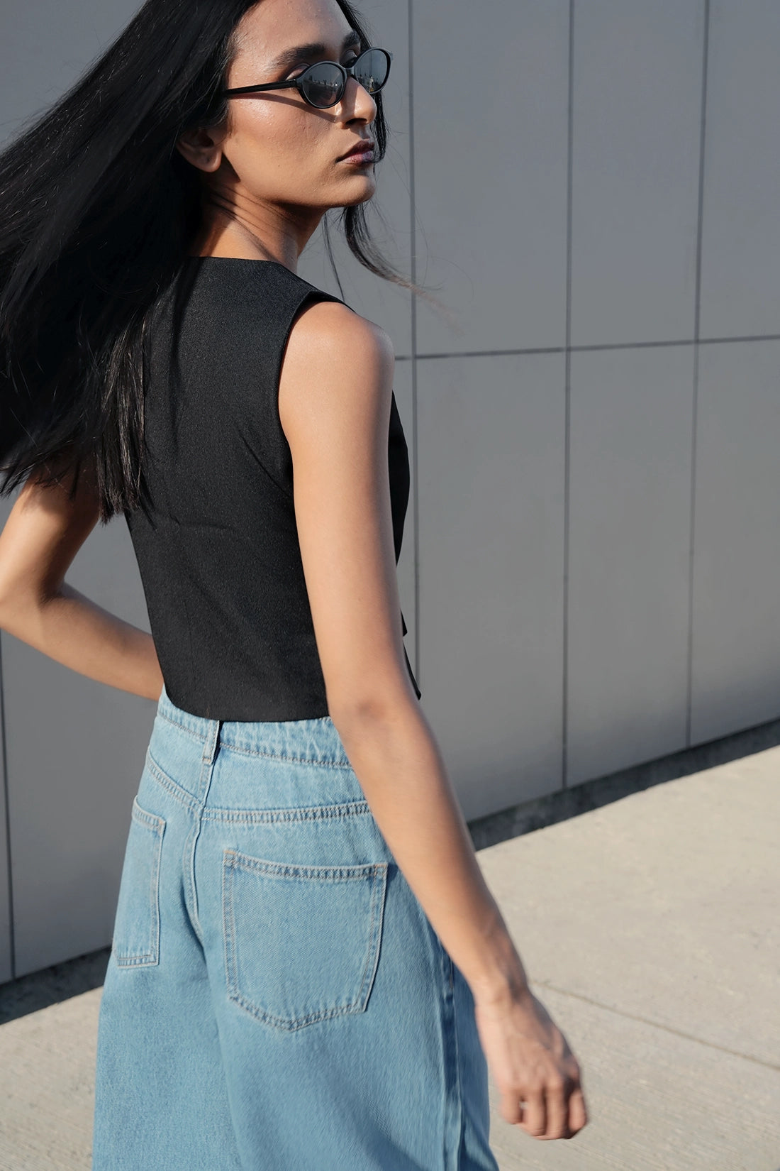Black Tailored Buttoned Waistcoat