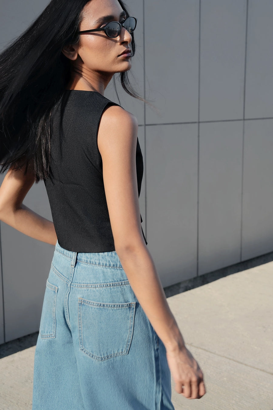 Black Tailored Buttoned Waistcoat