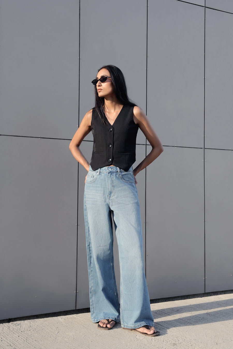 Black Tailored Buttoned Waistcoat